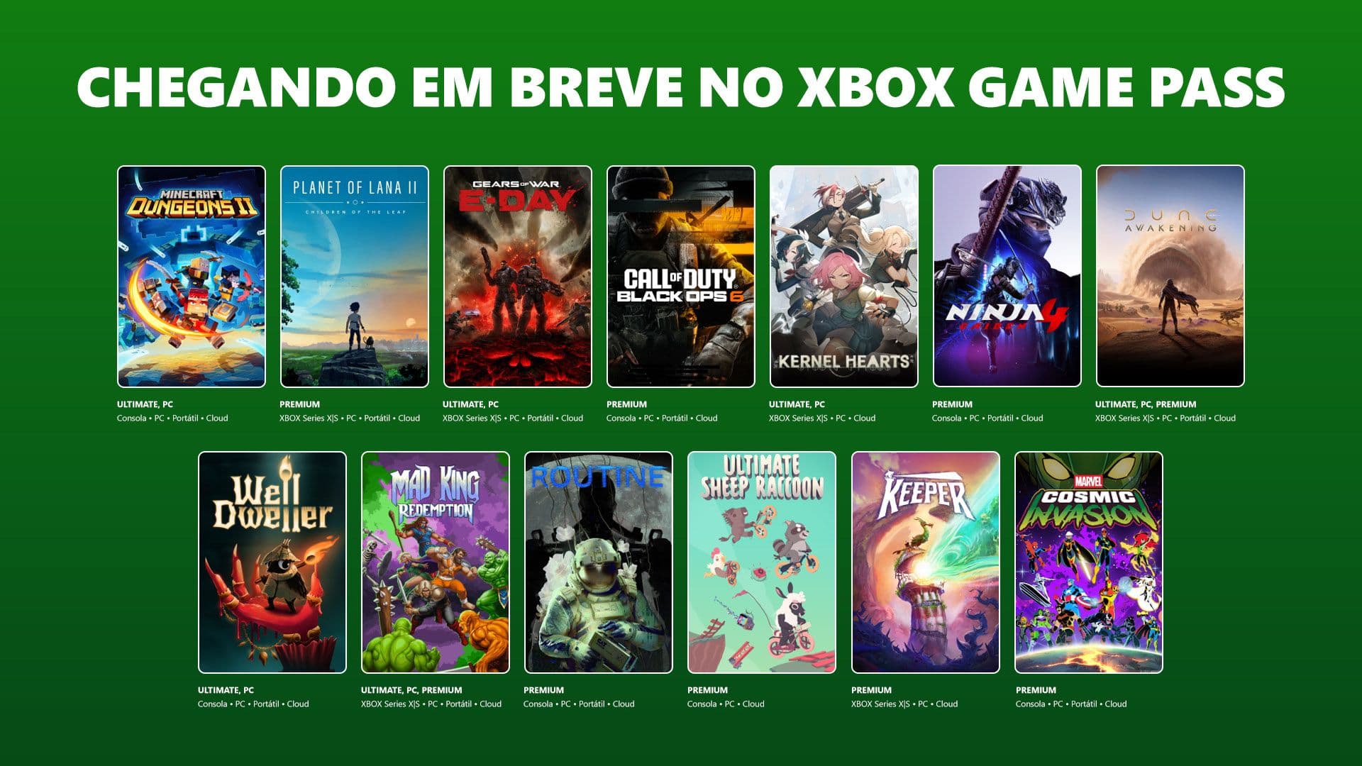 Game Pass ganha mais 13 jogos até o início de outubro