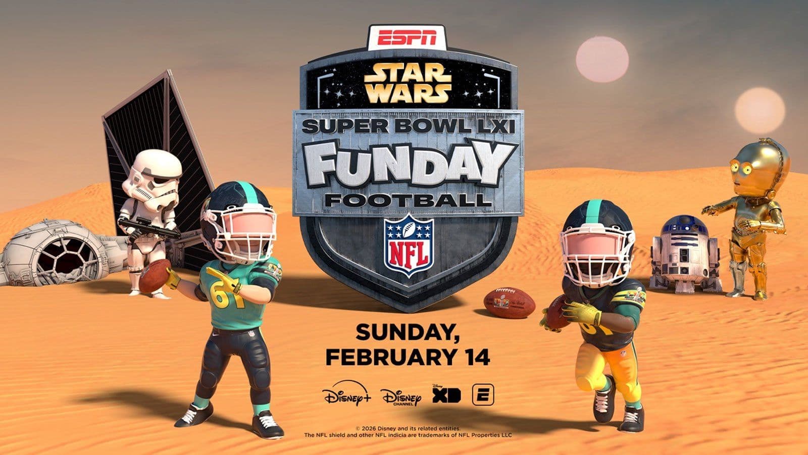 Star Wars vai dominar a transmissão alternativa do Super Bowl LXI