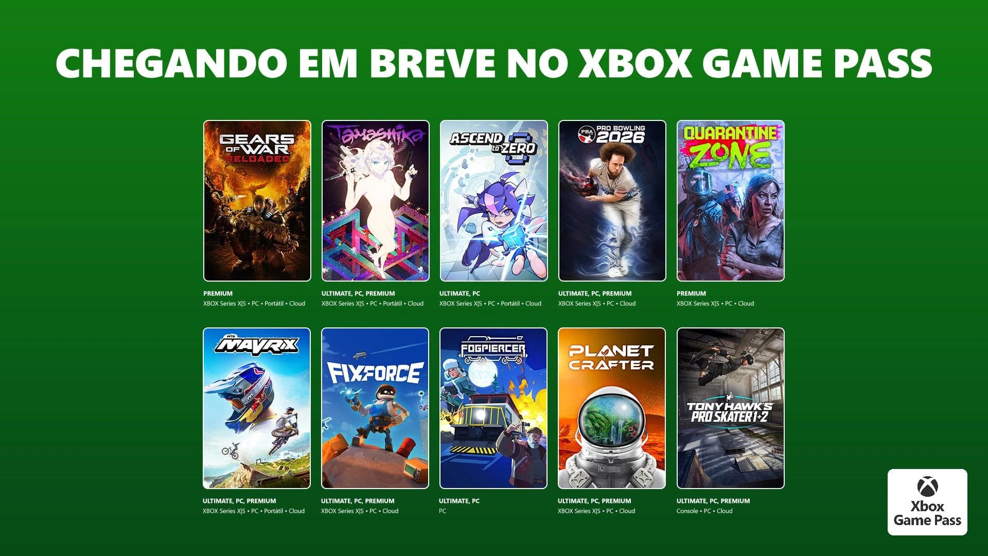 xbox gamepass tem 12 jogos novos